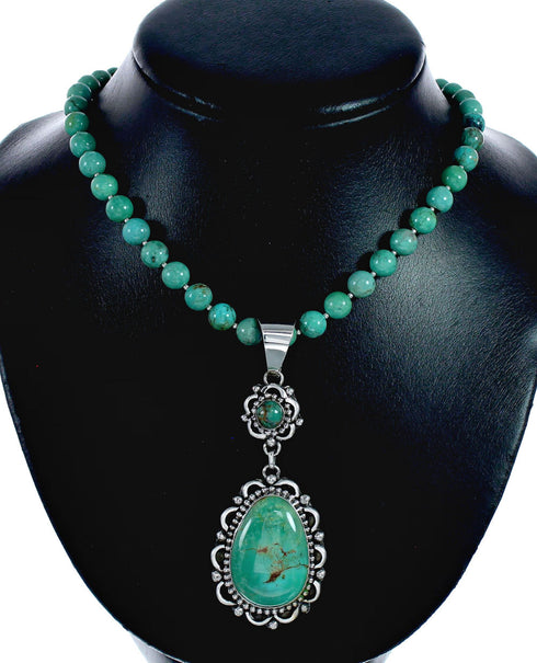 Native American Navajo Turquoise Sterling Silver Necklace NX12571