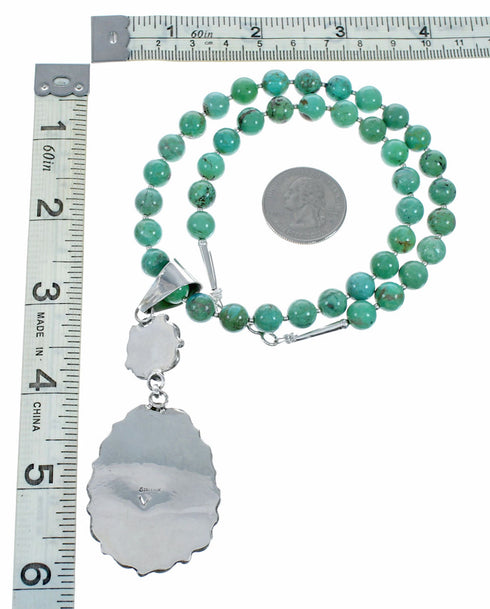 Native American Navajo Turquoise Sterling Silver Necklace NX12571