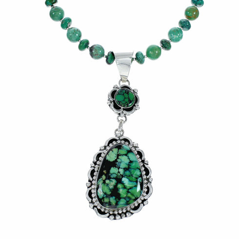 Native American Navajo Turquoise Sterling Silver Necklace NX12572