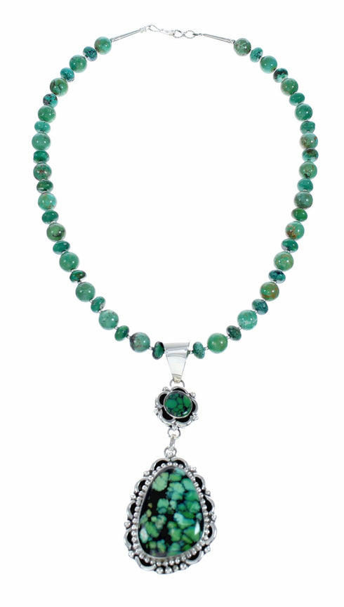 Native American Navajo Turquoise Sterling Silver Necklace NX12572