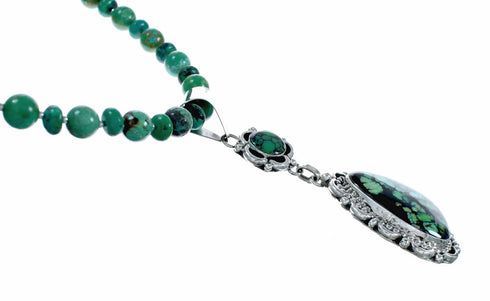 Native American Navajo Turquoise Sterling Silver Necklace NX12572