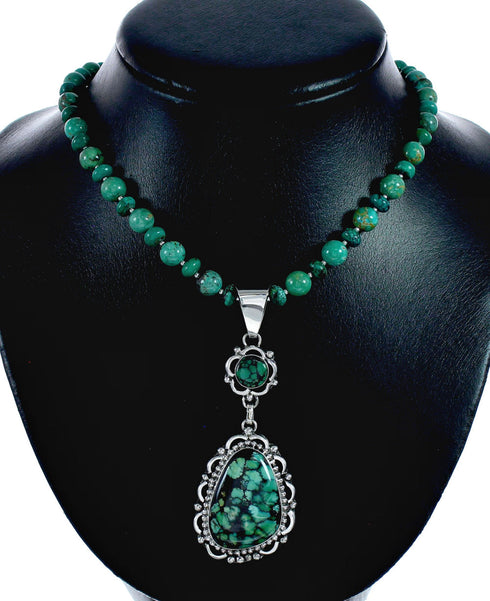 Native American Navajo Turquoise Sterling Silver Necklace NX12572
