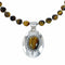 Native American Tiger Eye And Sterling Silver Pendant Bead Necklace NX12573