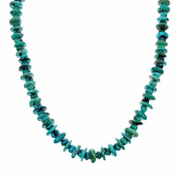 Genuine Kingman Navajo Turquoise Sterling Silver Bead Necklace NX12561