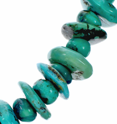Genuine Kingman Navajo Turquoise Sterling Silver Bead Necklace NX12561