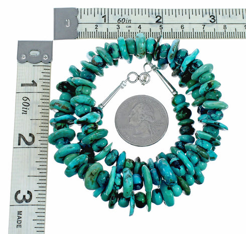 Genuine Kingman Navajo Turquoise Sterling Silver Bead Necklace NX12561