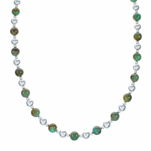 Genuine Navajo Turquoise Sterling Silver Bead Necklace NX12558