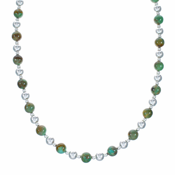 Genuine Navajo Turquoise Sterling Silver Bead Necklace NX12558