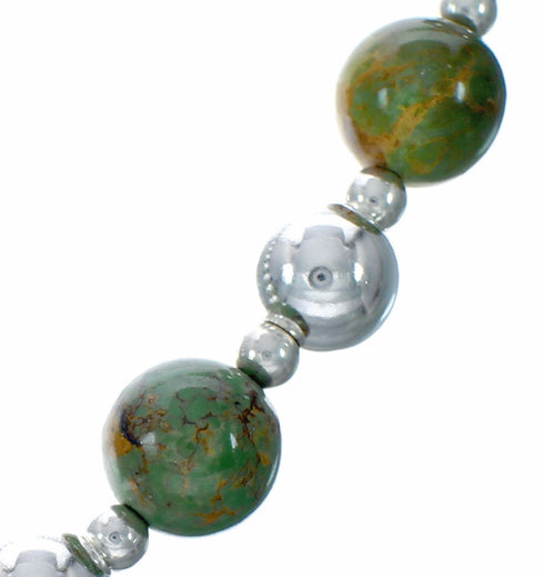 Genuine Navajo Turquoise Sterling Silver Bead Necklace NX12558