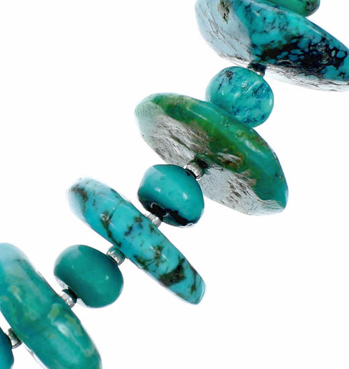 Genuine Kingman Navajo Turquoise Sterling Silver Bead Necklace NX12557