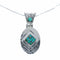 Navajo Turquoise Inlay Sterling Silver Box Chain Necklace Set NX12574