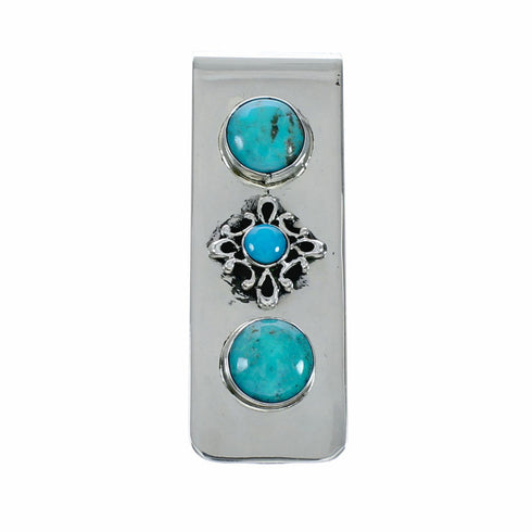 Native American Turquoise Sterling Silver Navajo Money Clip NX12550