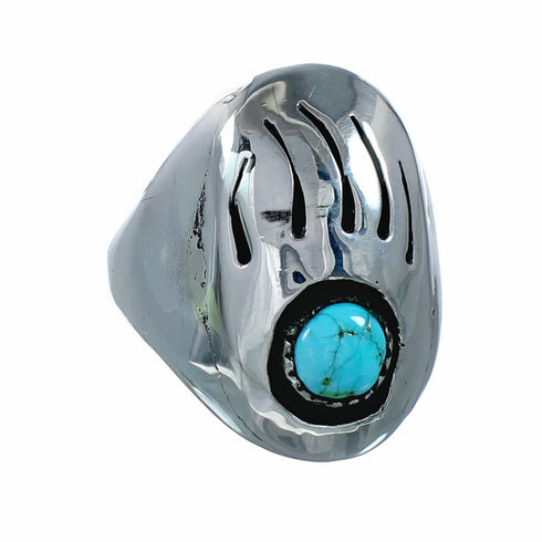 Bear Paw American Indian Turquoise And Sterling Ring Size 10-3/4 NX12555