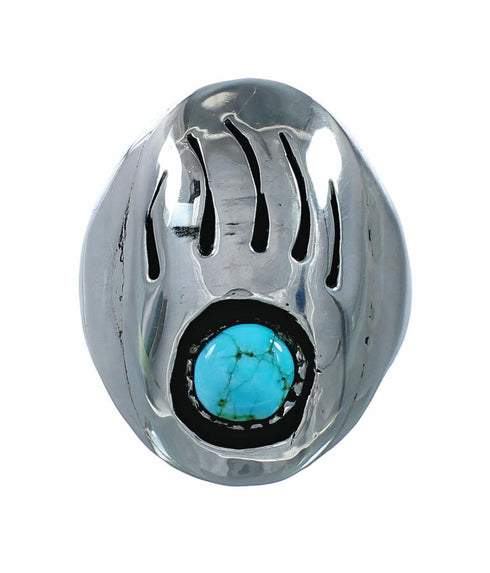 Bear Paw American Indian Turquoise And Sterling Ring Size 10-3/4 NX12555
