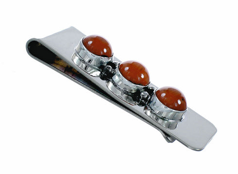 Native American Coral Sterling Silver Navajo Money Clip NX12547