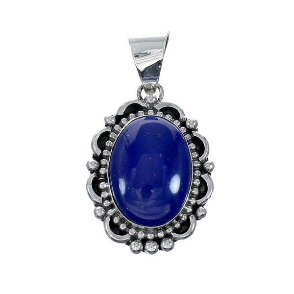 Native American Navajo Lapis Sterling Silver Oval Pendant NX12554