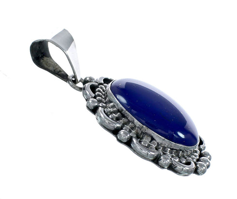 Native American Navajo Lapis Sterling Silver Oval Pendant NX12554