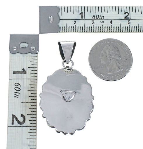 Native American Navajo Lapis Sterling Silver Oval Pendant NX12554