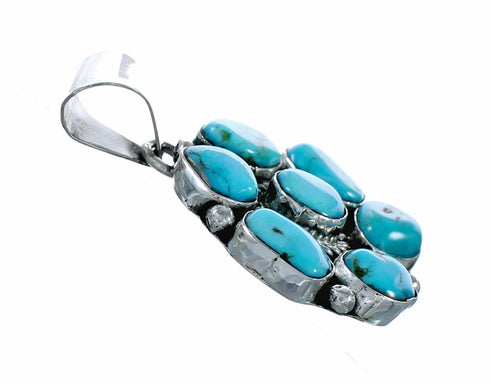 Genuine Native American Multi Stone Navajo Turquoise Sterling Silver Pendant NX12552