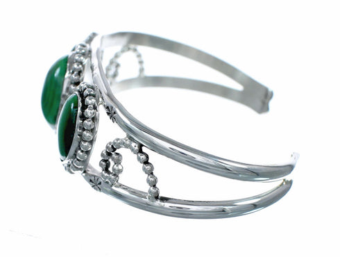 American Indian Malachite Navajo Silver Cuff Bracelet NX12577