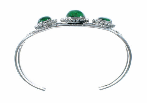 American Indian Malachite Navajo Silver Cuff Bracelet NX12577