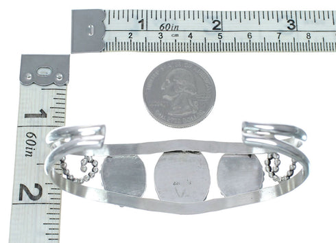 American Indian Malachite Navajo Silver Cuff Bracelet NX12577