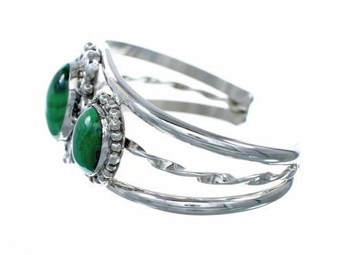 American Indian Malachite Navajo Silver Cuff Bracelet NX12578