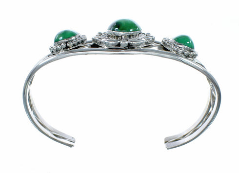American Indian Malachite Navajo Silver Cuff Bracelet NX12578