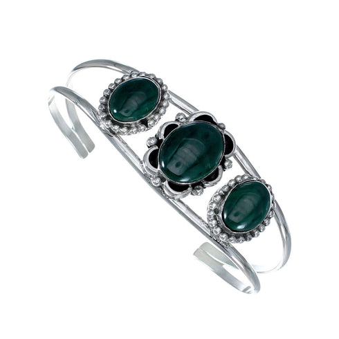 Genuine Malachite Navajo Silver Cuff Bracelet NX12579