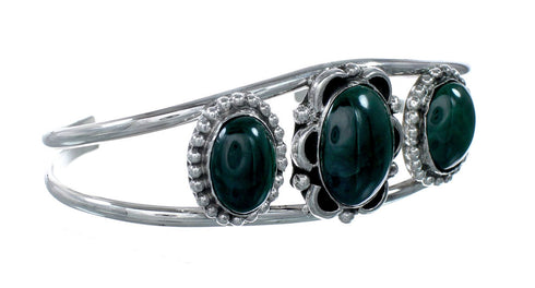 Genuine Malachite Navajo Silver Cuff Bracelet NX12579