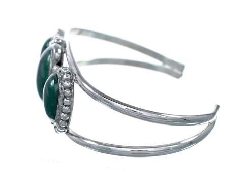 Genuine Malachite Navajo Silver Cuff Bracelet NX12579