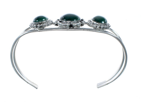 Genuine Malachite Navajo Silver Cuff Bracelet NX12579