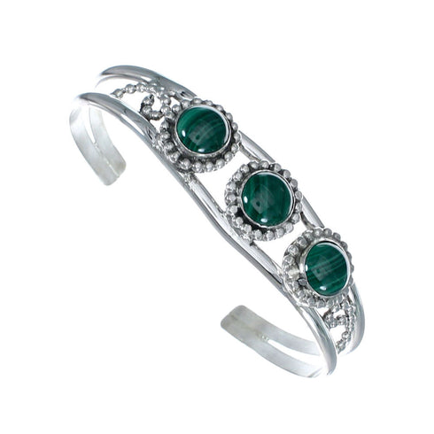Genuine Malachite Navajo Silver Cuff Bracelet NX12580