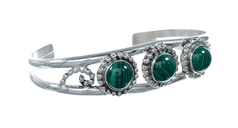 Genuine Malachite Navajo Silver Cuff Bracelet NX12580