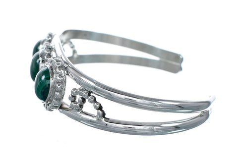 Genuine Malachite Navajo Silver Cuff Bracelet NX12580