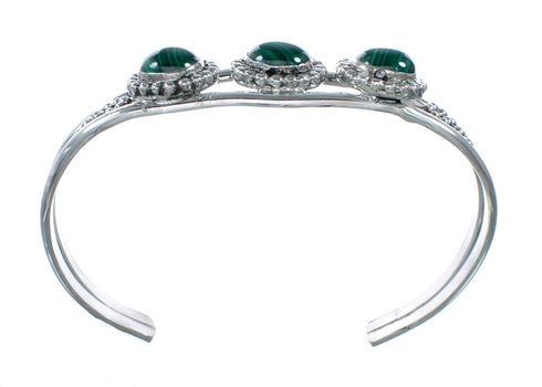 Genuine Malachite Navajo Silver Cuff Bracelet NX12580