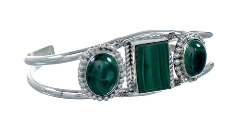 Navajo Malachite Silver Cuff Bracelet NX12581