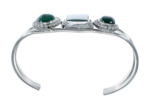 Navajo Malachite Silver Cuff Bracelet NX12581