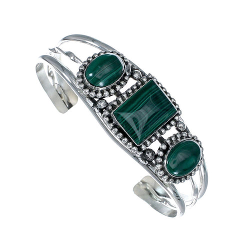 Navajo Malachite Silver Cuff Bracelet NX12582