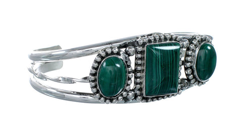 Navajo Malachite Silver Cuff Bracelet NX12582