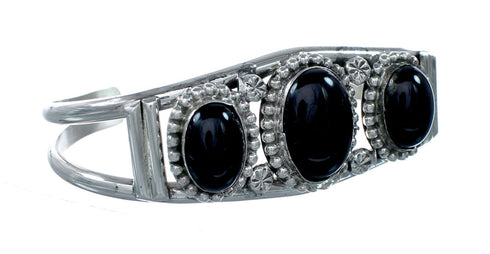 Navajo Indian Sterling Silver Onyx Cuff Bracelet NX12583