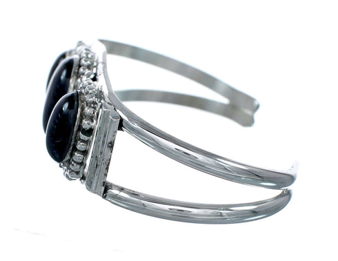 Navajo Indian Sterling Silver Onyx Cuff Bracelet NX12583