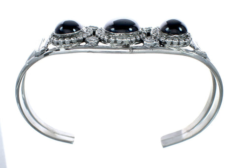Navajo Indian Sterling Silver Onyx Cuff Bracelet NX12583