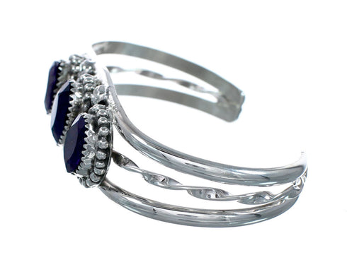 Unique Navajo Sterling Silver Amethyst Cuff Bracelet NX12584