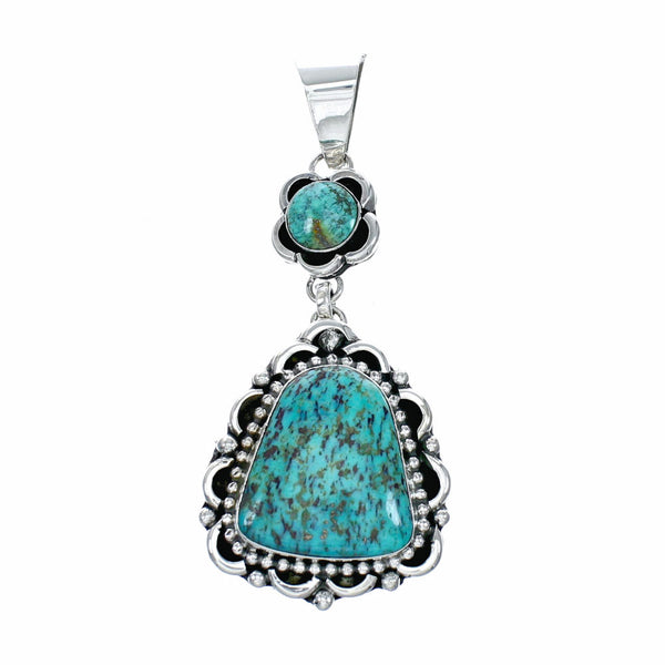 Genuine Turquoise Sterling Silver Navajo Pendant NX12576