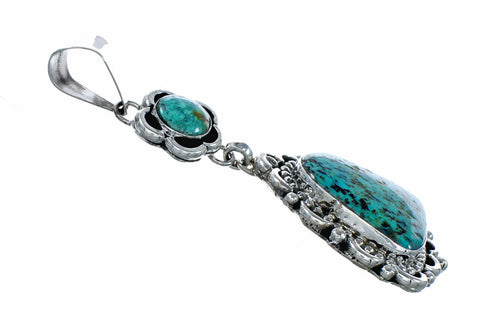 Genuine Turquoise Sterling Silver Navajo Pendant NX12576