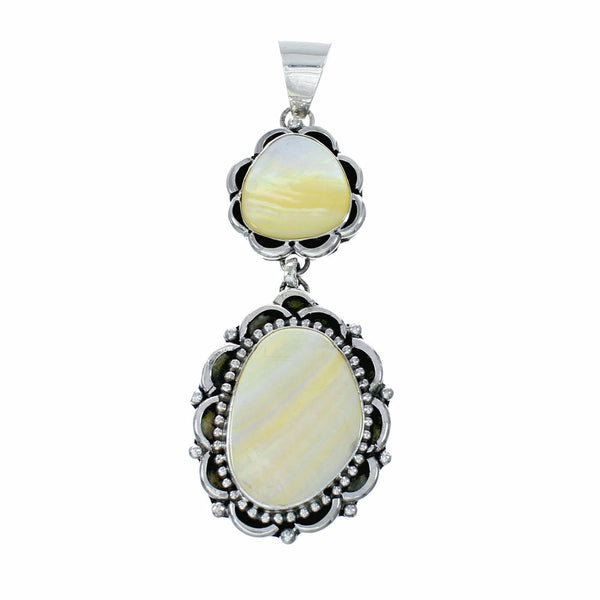Genuine Mother Of Pearl Sterling Silver Navajo Pendant NX12575