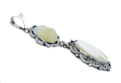 Genuine Mother Of Pearl Sterling Silver Navajo Pendant NX12575