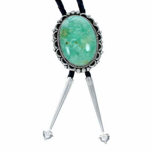 Navajo Sterling Silver American Indian Turquoise Bolo Tie NX12595