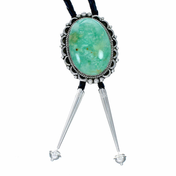 Navajo Sterling Silver American Indian Turquoise Bolo Tie NX12595